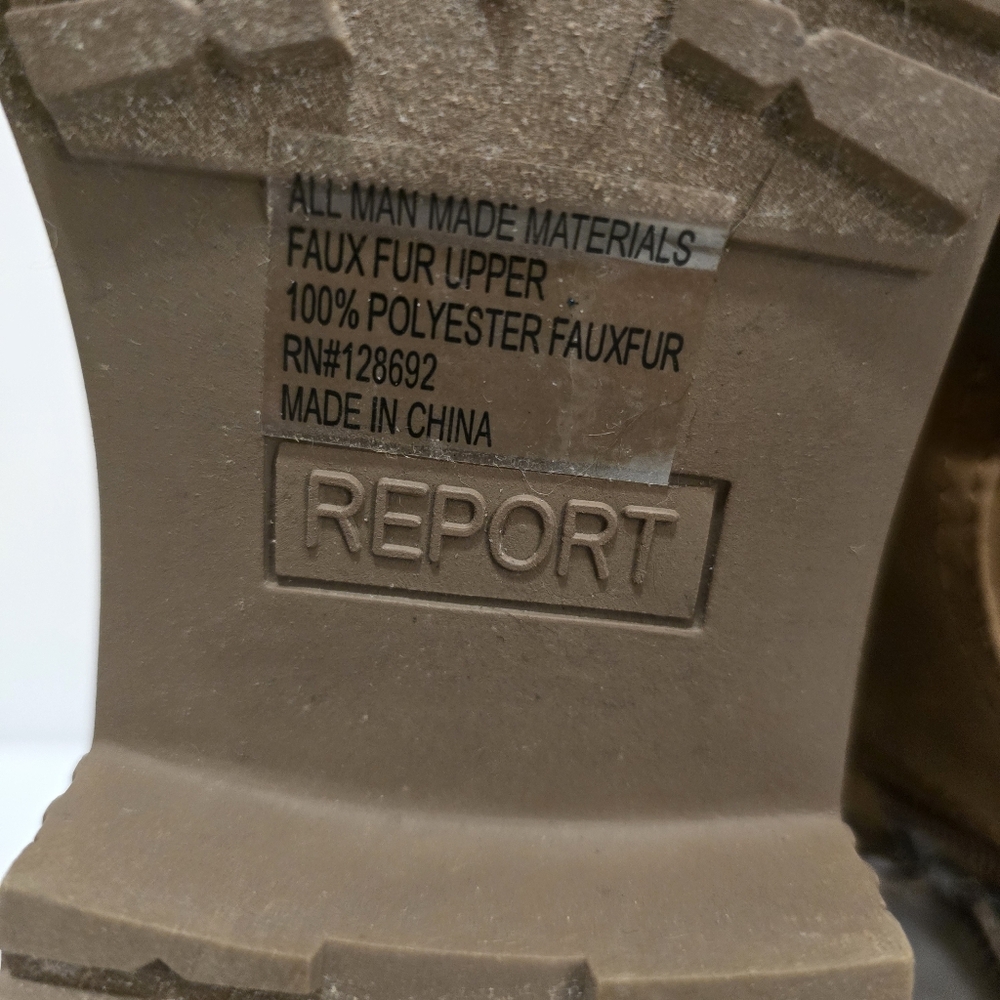 REPORT Camel Brown Combat Boot Faux Fur Detail Lace Up & Zipper Closure Size 9.5 - Picture 17 of 17